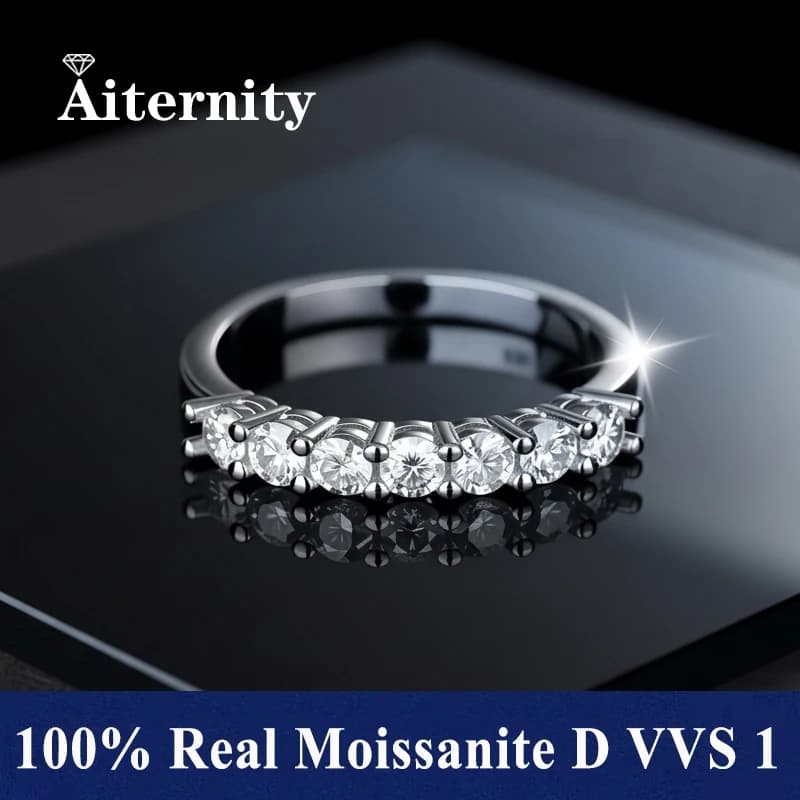 GRA All Moissanite Anello Anelli placcati in platino al 100% per donne e uomini Fede nuziale con diamanti scintillanti Gioielleria raffinata in argento