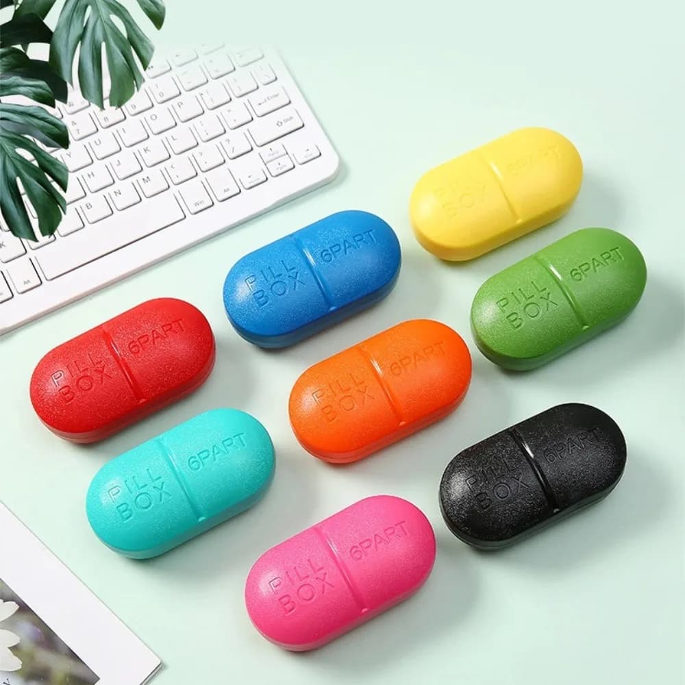New Hot Premium Portable Travel Small 6 Grids Pill Box Cases Container Organizer Storage Tablets for Vitamin Medicine Fish Oils