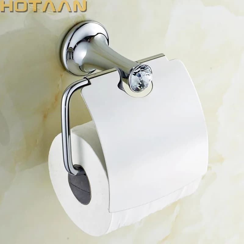 Portarotolo cromato per bagno con portarotolo di carta da parete in cristallo, porta asciugamani di carta, portarotolo impermeabile Archaize