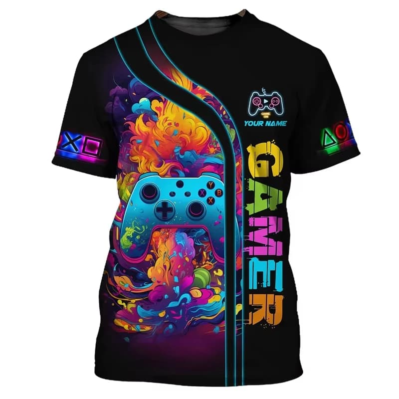 Child Game T Shirt Children Top Shirts Cool Controller Short Sleeve Korean Children's Clothes 2024 Kids Spring Clothes Tops Boys