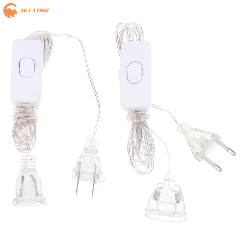 (Nuovo) 1 pz. Prolunga con interruttore per luci a LED, filo da 300 cm, per decorazioni natalizie e matrimoni, luci a ghirlanda a LED, con spina EU/US