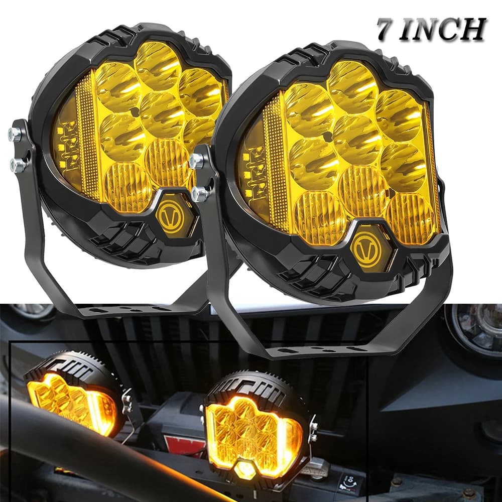 7 "LED rombo fuoristrada 4x4 LED luce di guida 90W faretti per Jeep lavoro faretto faro flash indicatore di direzione giallo