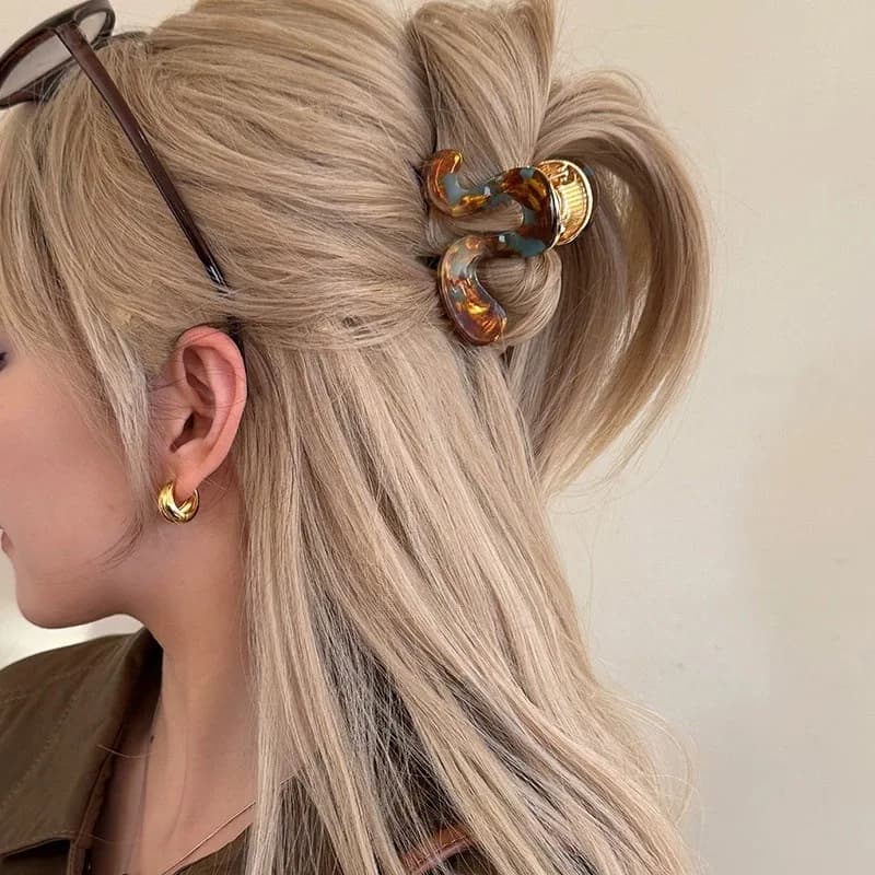 1 Pezzo Fermaglio per capelli coreano di alta gamma in acetato, dolce ed elegante, per coda di cavallo, clip a squalo per capelli semi-fermati, fermaglio posteriore per la testa