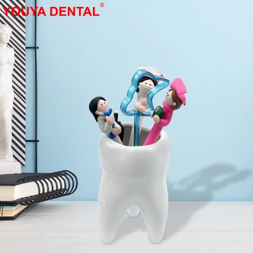 Contenitore per penne in ceramica a forma di dente per scrivania, ufficio, creativo, per riporre penne a matita, supporto per organizer, supporto per cliniche odontoiatrici, regali Nuovo