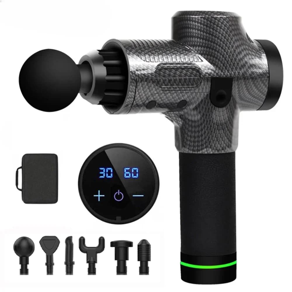 -Pistola for muscle massage with heating of the sports body for deep tissue recovery