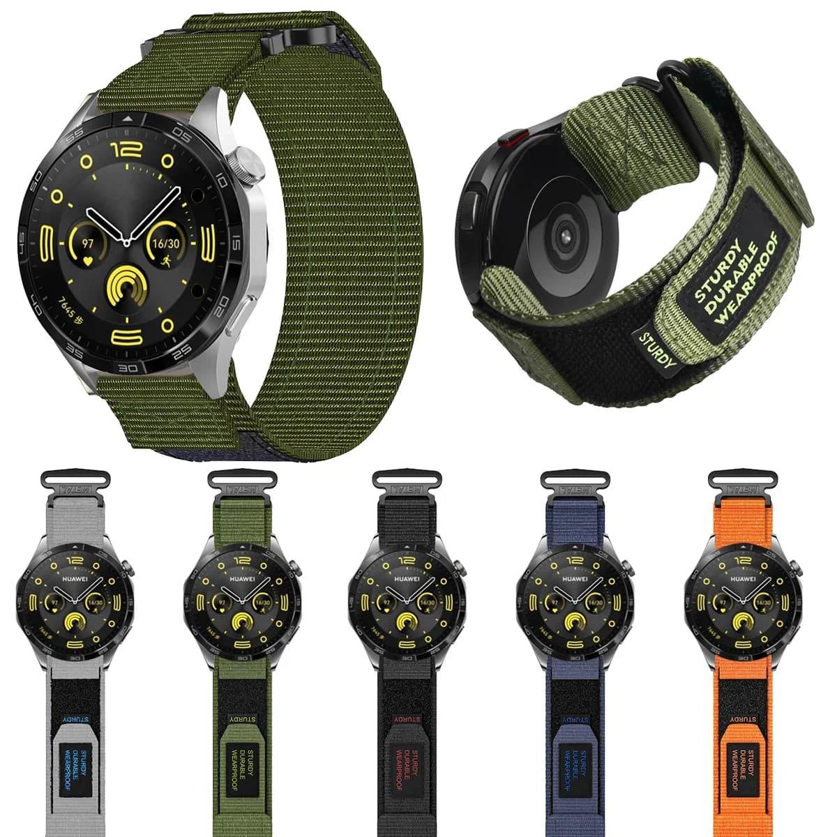 Cinturino in nylon da 22 mm per Huawei Watch GT4 3 3Pro 2 2E Sostituzione cinturino Huami GTR 4 3 3Pro 2 Cinturino sportivo in velcro in due parti