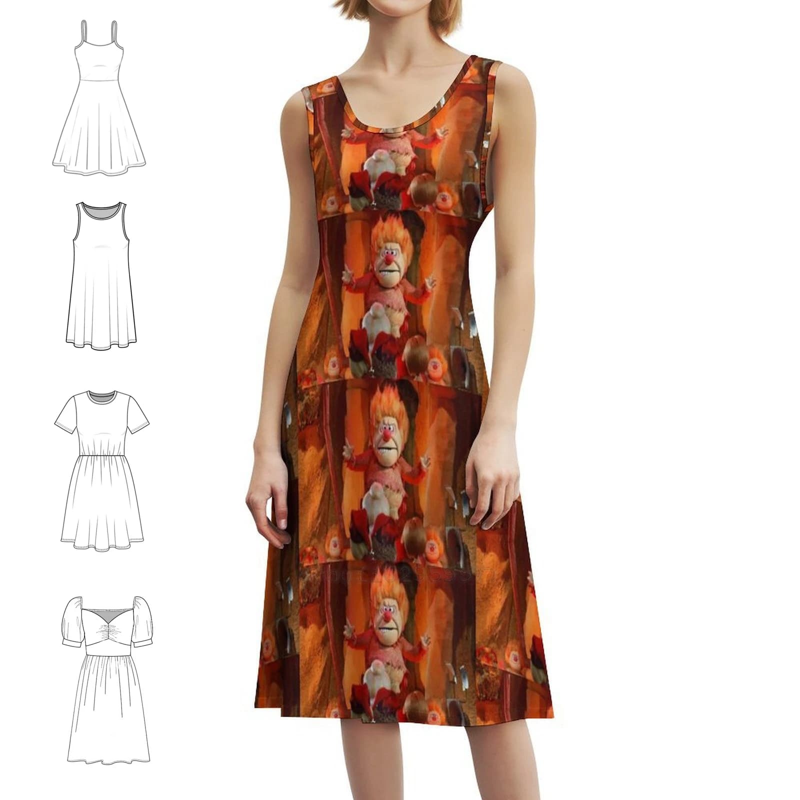 Heat Miser Head Honcho Apron Floral Dress for Women Casual Dress Spring Summer For Party Freeze Miser Cold Heart Mean