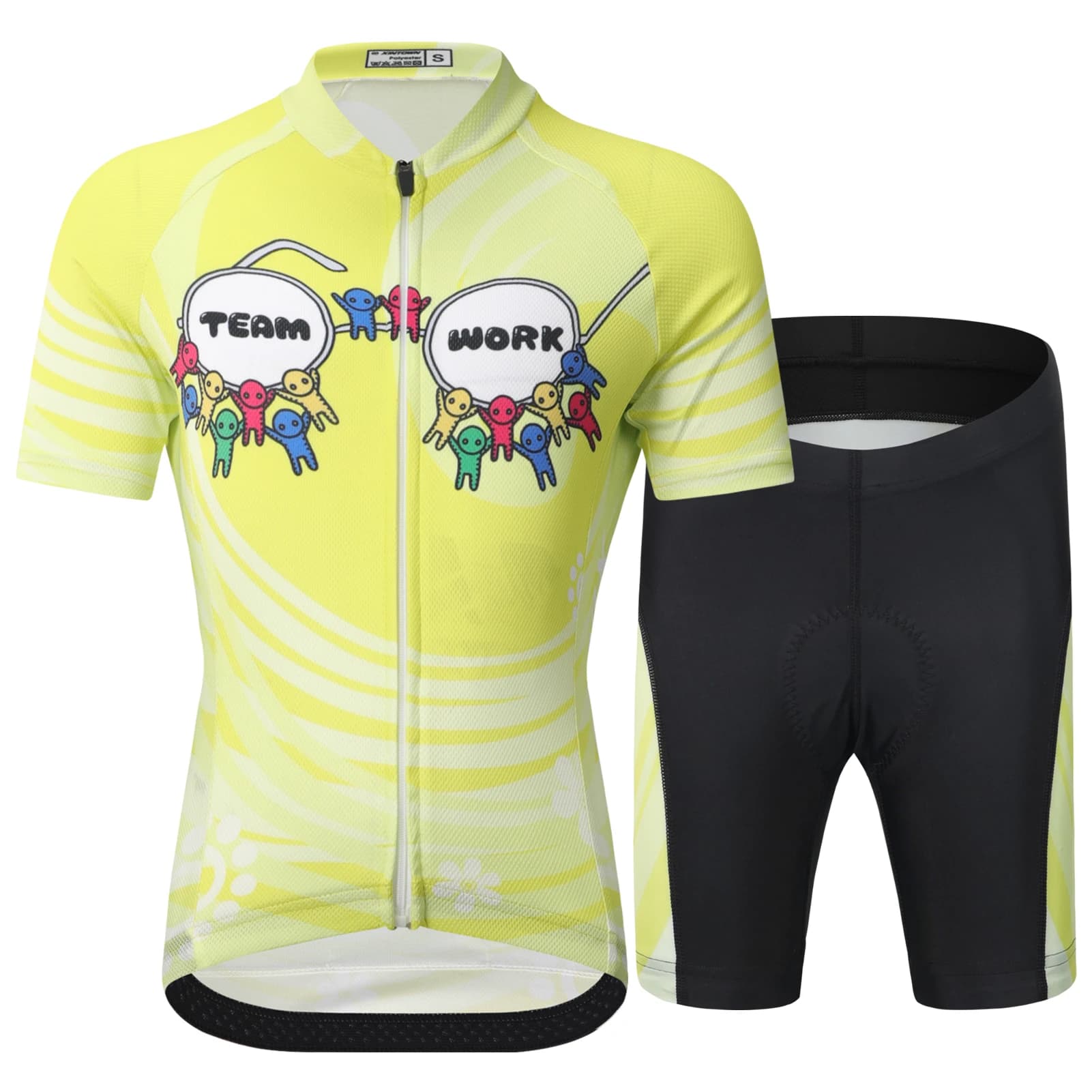 Boys Cycling Jersey Set,Childen's Short Sleeve Bicycle Tops+3D Cushion Shorts,Print Breathable Kids Suits,Girls MTB Riding Wear