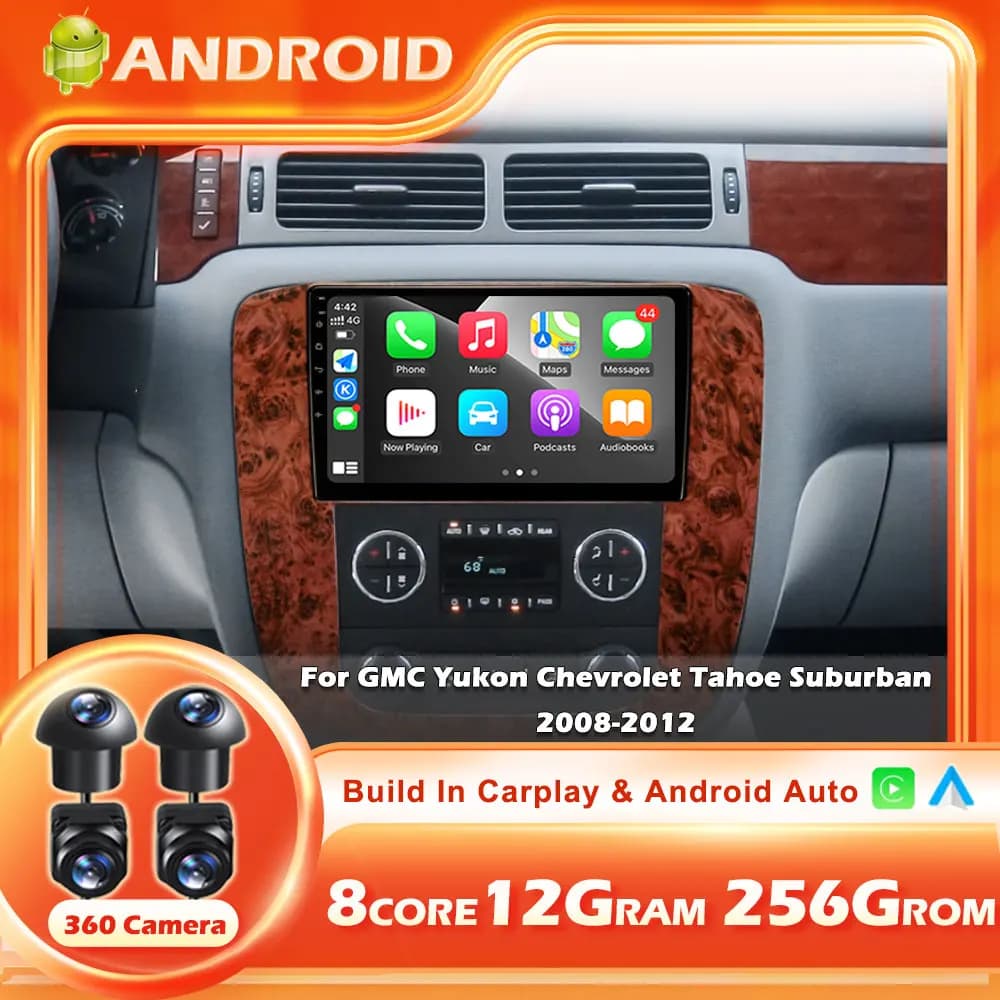 Android 15 Per GMC Yukon Chevrolet Tahoe Suburban 2008-2012 Autoradio Multimedia Video Player Navigazione Stereo GPS NO 2DIN DVD