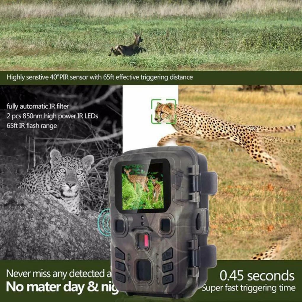 12MP 1080P Caccia alla fauna selvatica Trail Game Camera Motion Activated Telecamera di sicurezza IP66 Ricaricabile Caccia Scouting Camera
