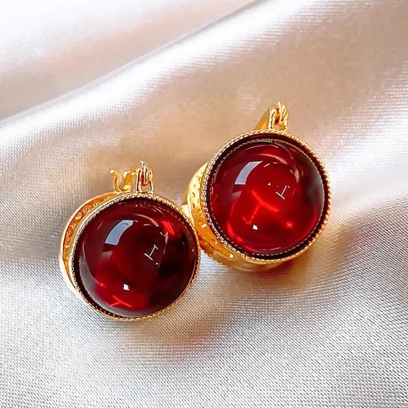 Orecchini rotondi semplici bordeaux a doppia faccia per donna, accessori personalizzati alla moda per tutti i giorni, gioielli per feste, regali di compleanno