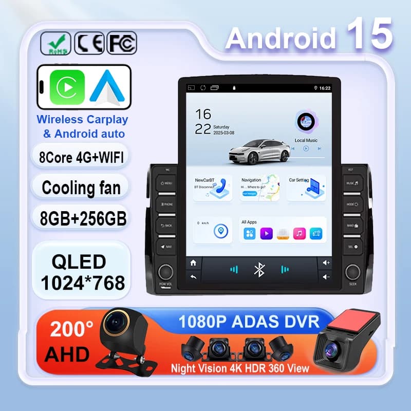 Autoradio Android 15 Per Skoda Kodiaq 2016 - 2021 Karoq NU7 2017-2021 Navigazione GPS Lettore Multimediale Schermo WIFI 4G 9.7 pollici