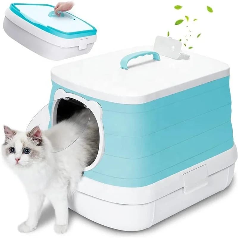 Nuova lettiera per gatti grande e completamente chiusa, anti-schizzi, pieghevole, accessori per la pulizia di cani e gatti, toilette per animali domestici