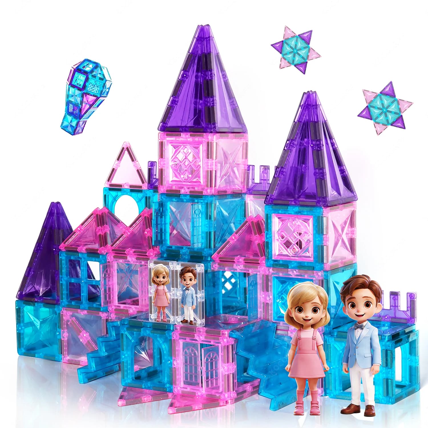 Gioco di Piastrelle Magnetiche per Bambini e Bambine, Blocchi da Costruzione Magnetici per Bambini, Piastrelle Magnetiche per Castelli, Regalo di Compleanno e Festività