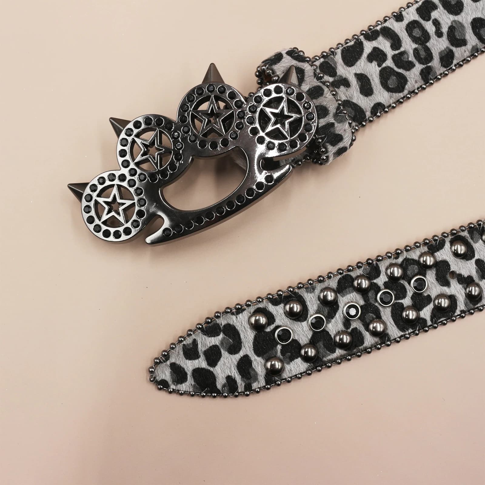 Leopard Cat's Paw Fashion Rhinestone Studded Belts with Diamonds Female Y2K Accessories Gothic Style bb Belt For Women