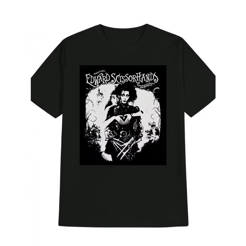 T-shirt casual da uomo e da donna con stampa Edward Scissor Hand Pattern, con collo rotondo, un must per l'estate, un regalo perfetto per gli uomini