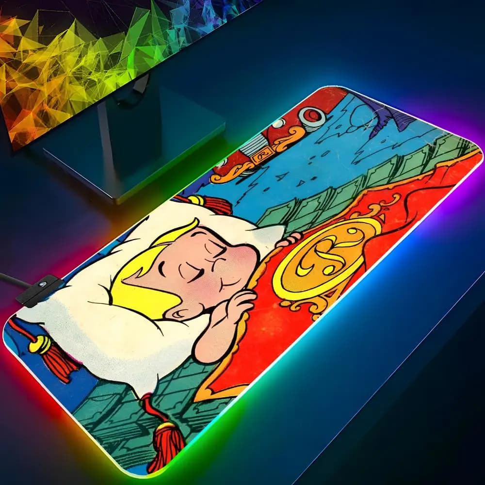 Cartoon Richie Rich Mouse Pad RGB Backlit Mouse Pad Laptop Mouse Pad Laptop Gamer Computer Desk Gaming Accessories