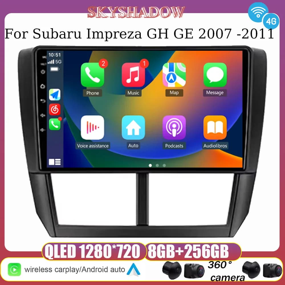 Per Subaru Forester 3 SH 2007-2013 no 2din Android 14 Autoradio Lettore video multimediale Navigazione GPS Wireless Carplay Stereo