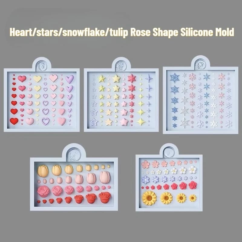 Stampo in silicone a forma di cuore/stelle/fiocchi di neve/tulipano/rosa, per fai da te, argilla ultraleggera, argilla polimerica, stampo per scultura in pietra morbida