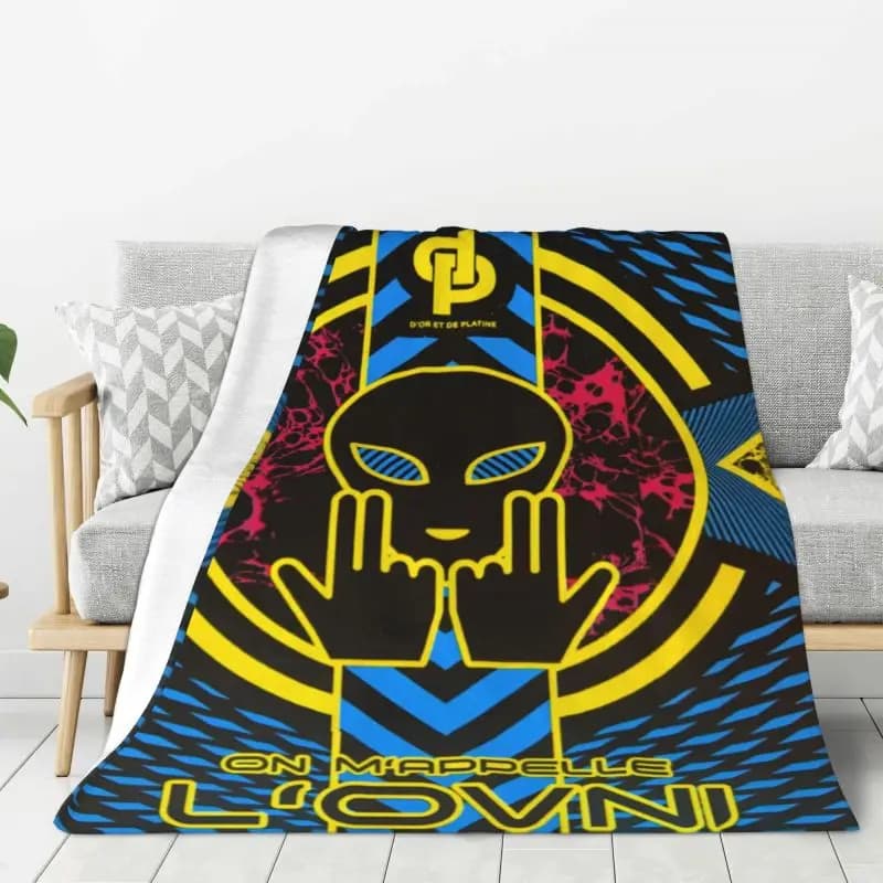 Coperta Personalizzata con Stampa 3D del Rapper Francese Jul, Morbida e Confortevole in Flanella, Coperta Decorativa per Divano, Casa e Camera da Letto