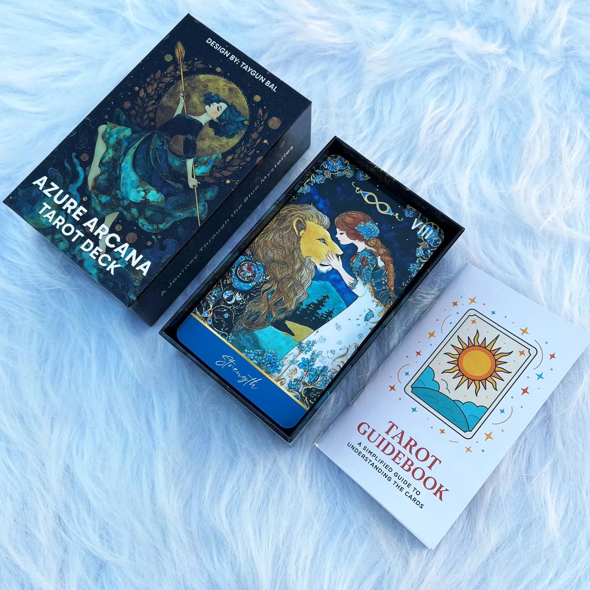 Mazzo di tarocchi Arcana azzurra, guida inglese, set di carte dei tarocchi per principianti, gioco di carte, strumento di divinazione e meditazione, 78 carte