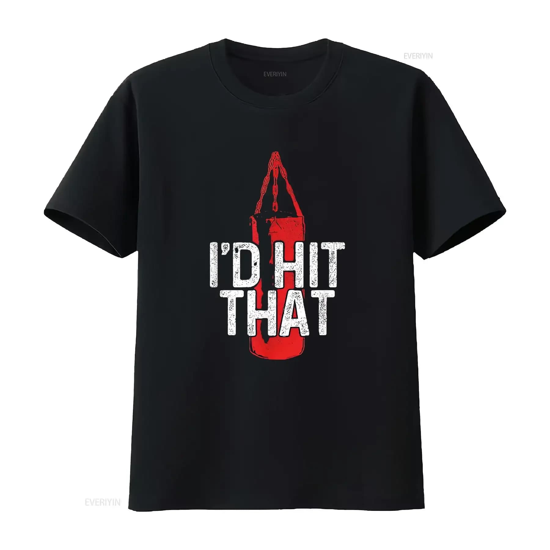 Men's Boxing T-shirt I d Hit That Funny Boxing Bag for Martial Arts T-shirt Boxer Black vintage washed Casual streetwear