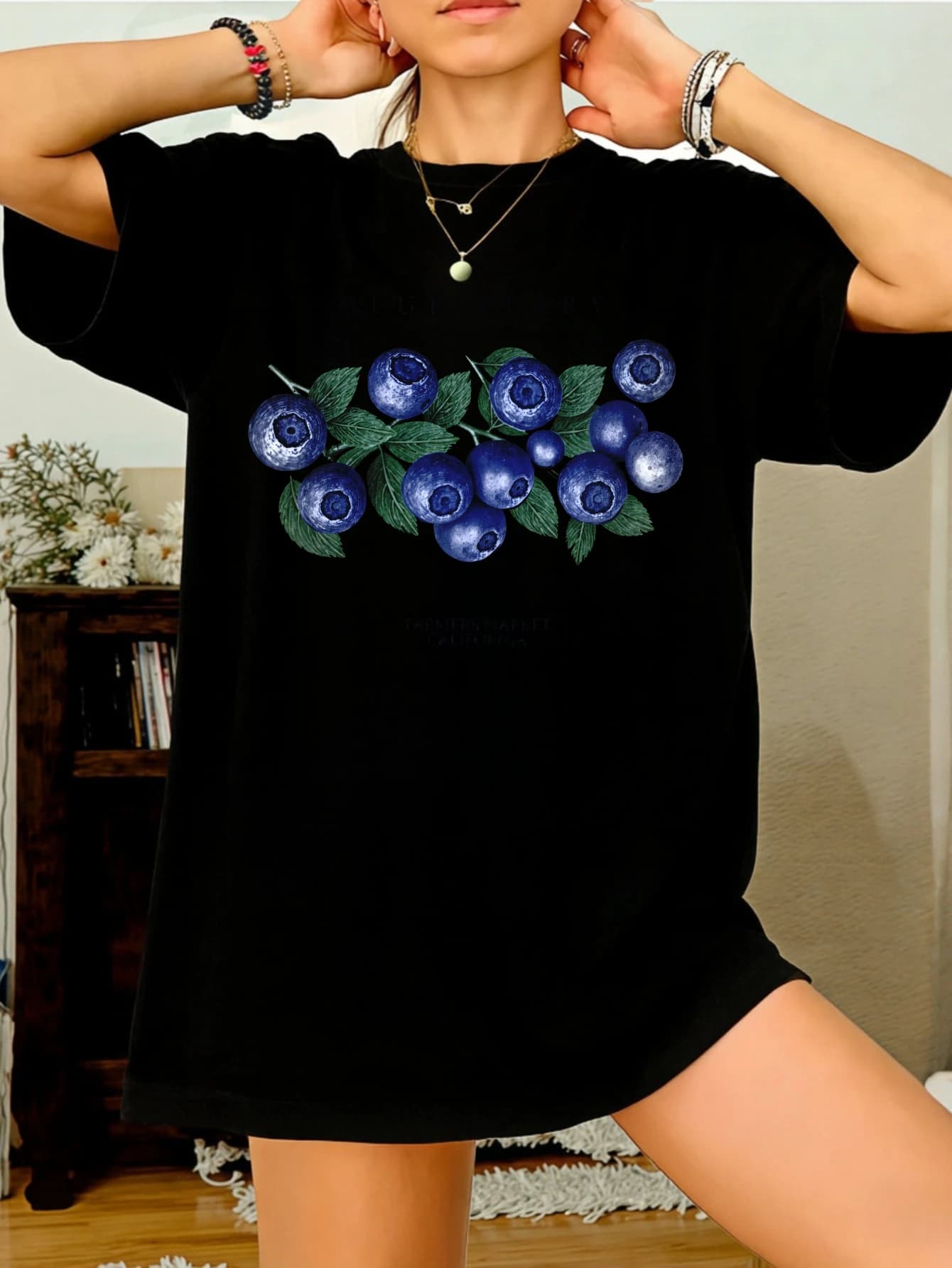 Women's T-Shirt Oversize Cotton with Floral Print Boho, Summer Short Sleeve, Daily Casual Clothing, Gift for You