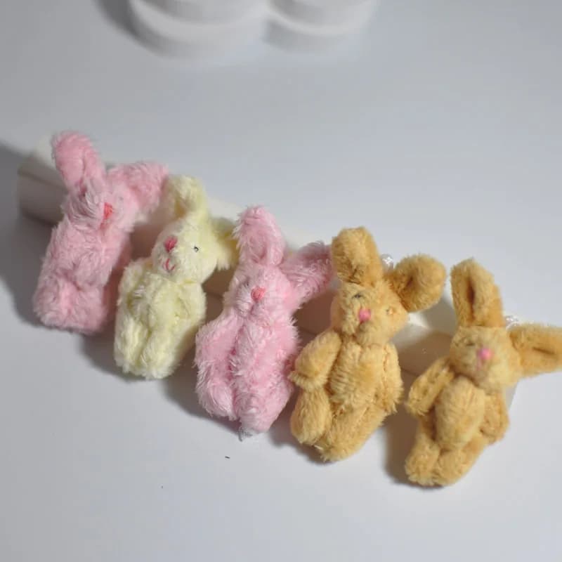 10 pz 4.5cm morbido Mini giunto coniglio peluche bambola giocattoli orsacchiotti animale farcito peluche ciondolo portachiavi ragazza ornamenti fai da te regali