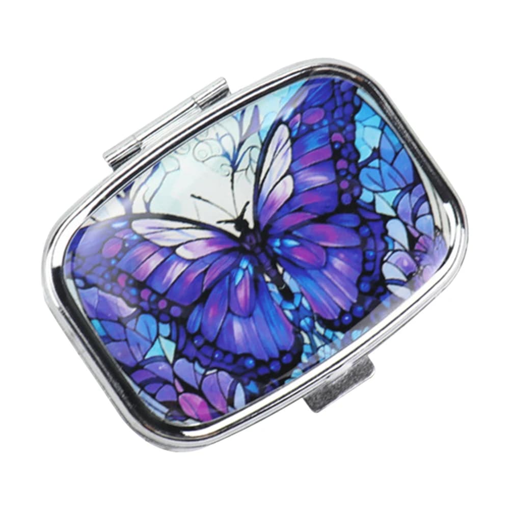 Small Double-Compartment Decorative Pill Box, Metal Pill Organizer, Suitable for Storing Vitamins, Fish Oil Supplements, Medicines, and Pills