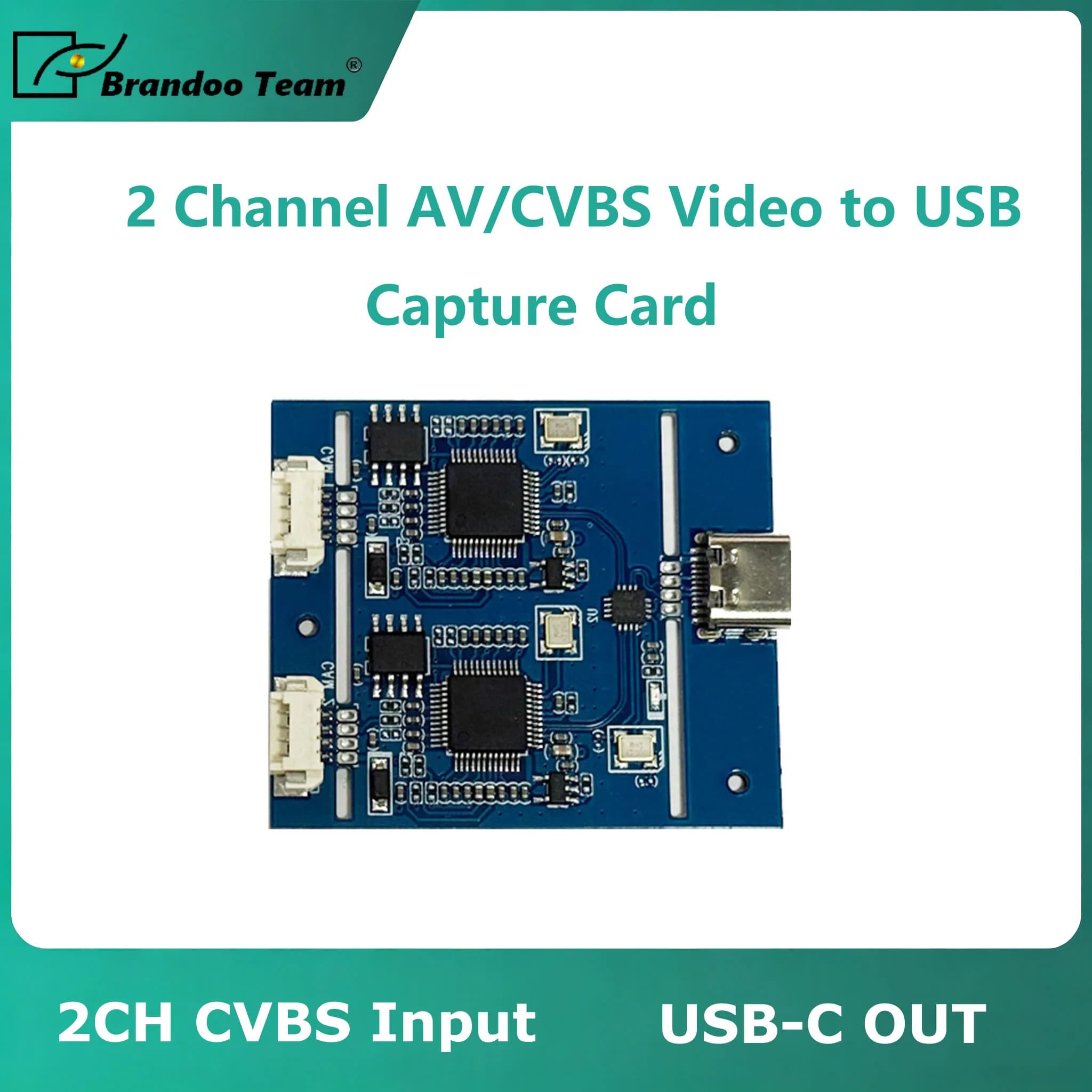 2CH CVBS to USB Capture Card Module Outputs 1080P AV to USB UVC Free Drive Video Grabber Module