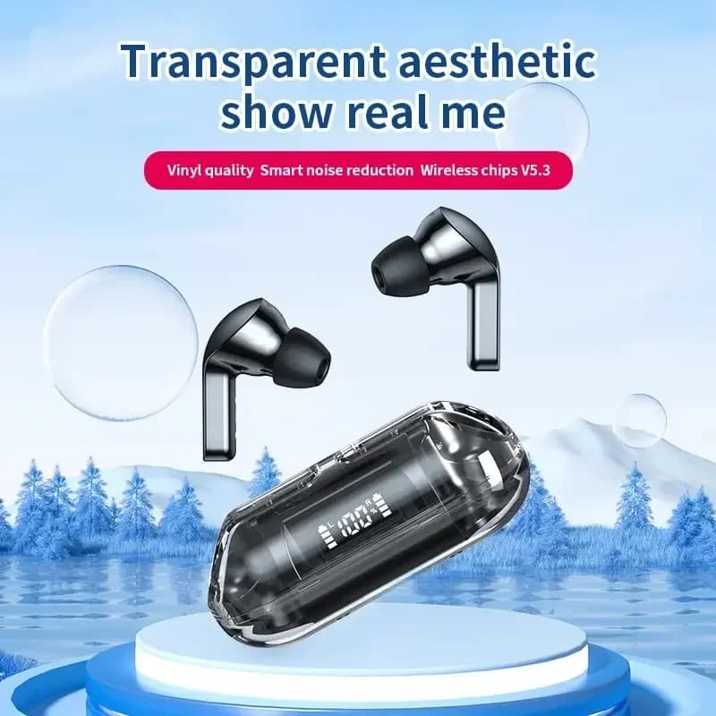 TM20 Bluetooth True Wireless Headphones In-ear LED Display Transparent Case Mini Headphones Headphones