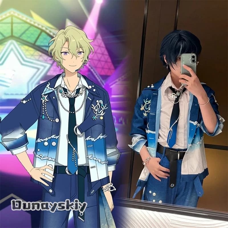 Cosplay Anime Game Ensemble Stars Cosplay Tomoe Hiyori Costume Halloween Party Deep Into You Idol Stage Uniform Blue Ocean Style