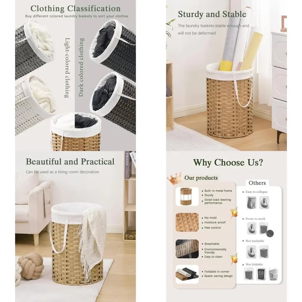 19.0 Gallon with Removable Lining and 2 Network Bags, Natural Style for Domestic Use