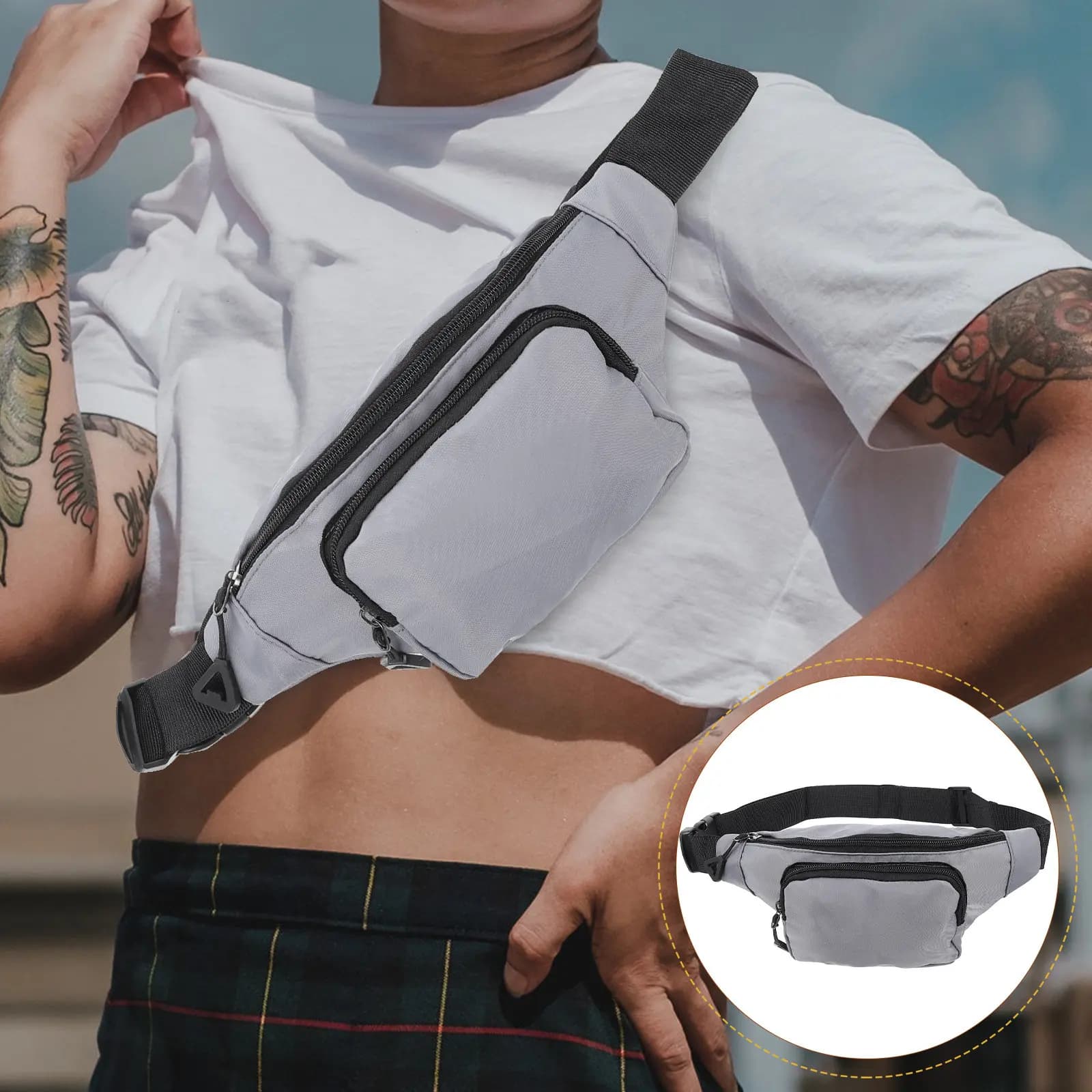 Marsupio da Donna alla Moda in Nylon, Borsa a Tracolla Regolabile per Corsa e Sport, Marsupio Portatile Impermeabile