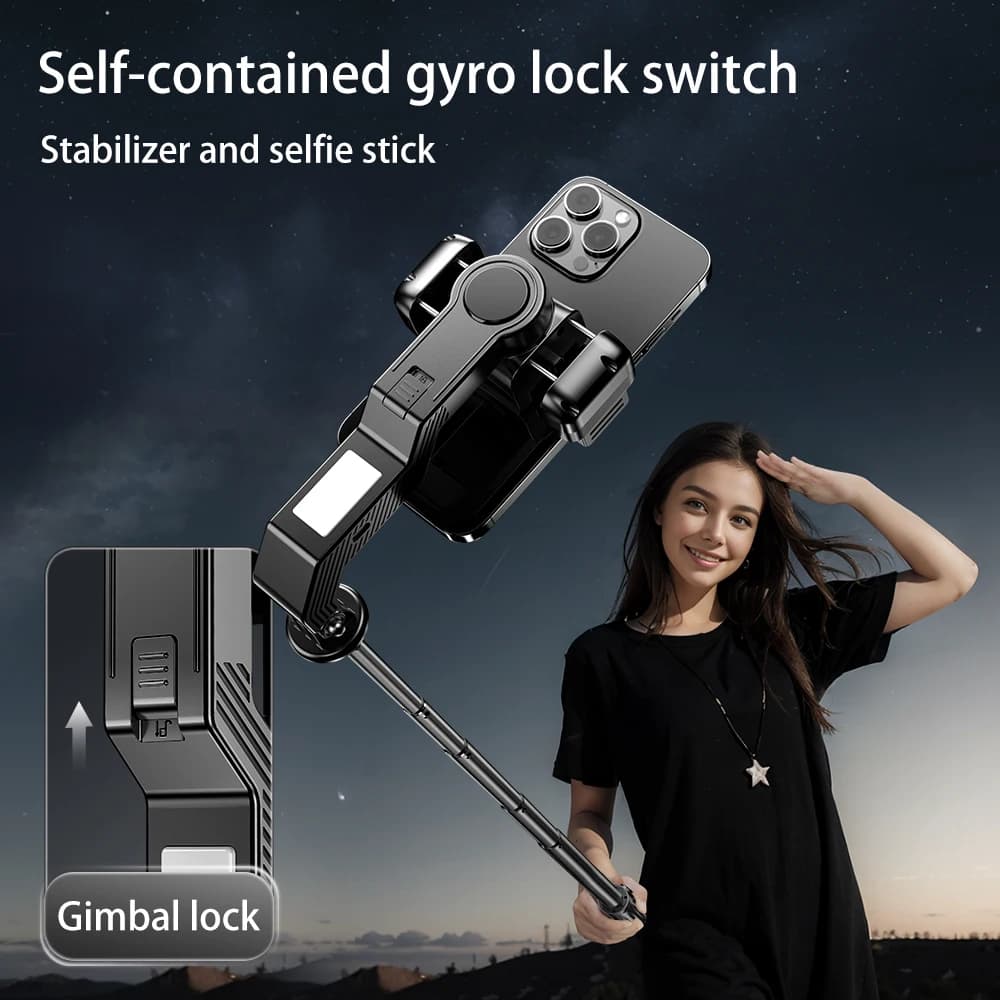 Treppiede per selfie stick Q31 3 in 1 con tracciamento AI e luce di riempimento per smartphone