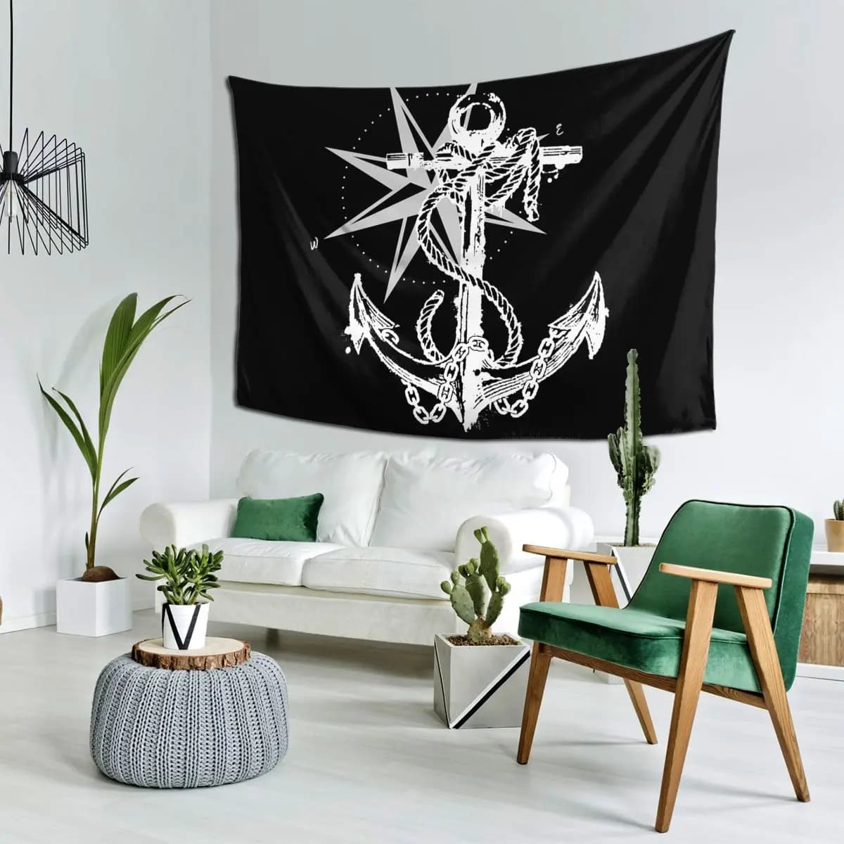 Bussola nautica Capitano Anchor Barca Arazzo Appeso a parete Estetico Decorazione domestica Arazzi per dormitorio