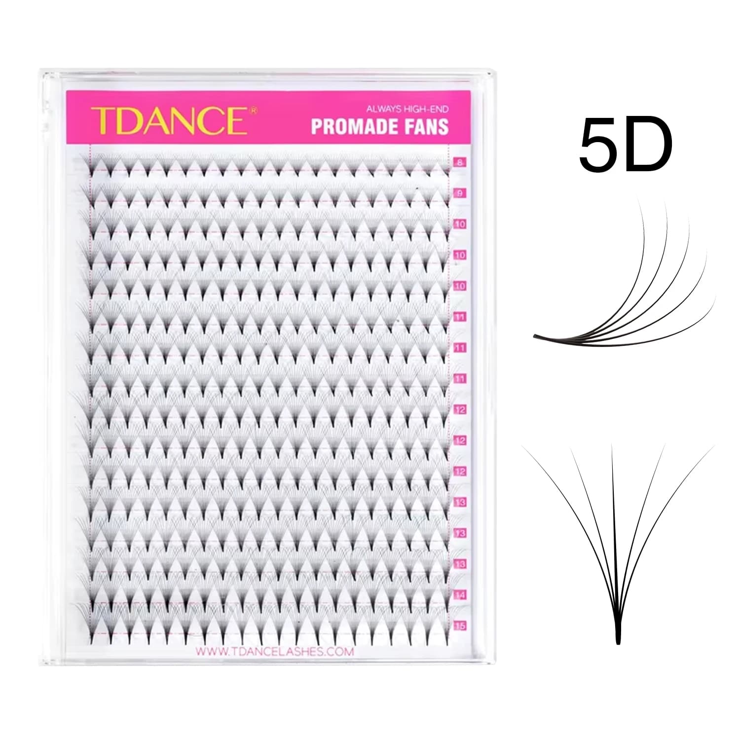 TDANCE 5D Premade Volume Fans 16 Linee 320 Ventaglietti Base Appuntita Stelo Medio Extension Ciglia Faux Mink Russian Volume Fans