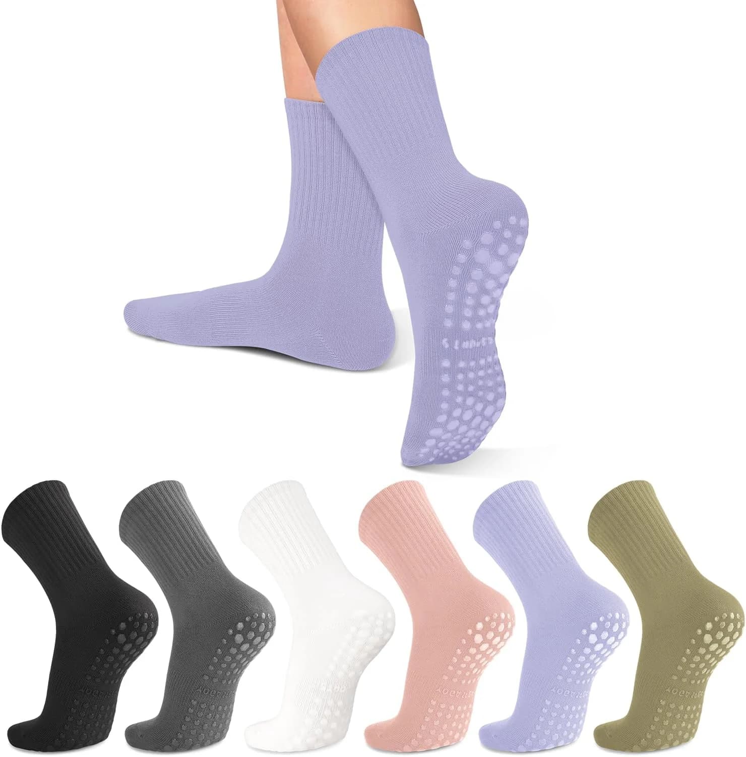 4-6 pairs of women's yoga socks, ballet socks for yoga, pilates, solid insole, non-slip