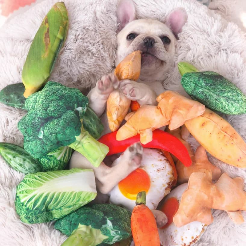 Giocattolo per animali domestici Simulazione Cibo vegetale Animale domestico Peluche resistente allo strappo Divertimento creativo Giocattolo per cani e gatti Giocattolo vocale per animali domestici