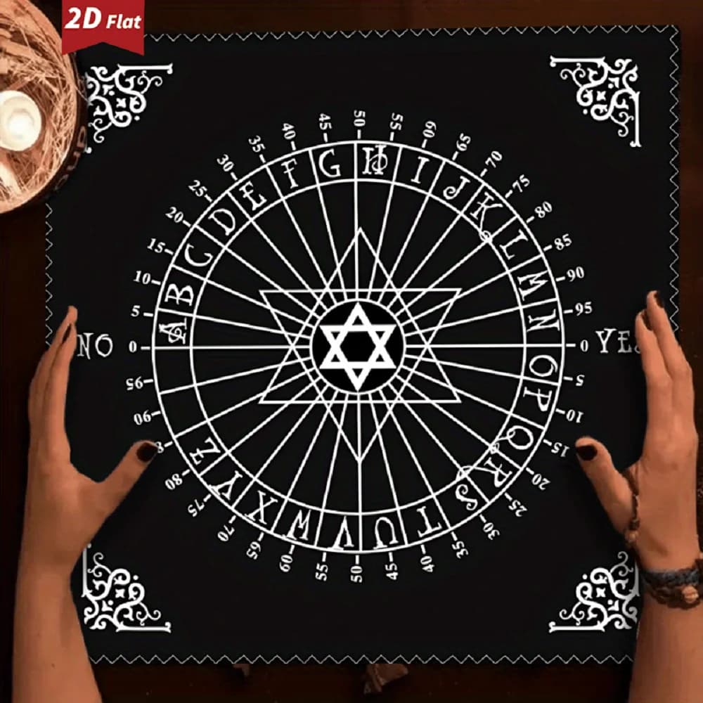 Tappeto per Tarocchi con Motivo Esagramma, Base Antiscivolo in Gomma, Copritavolo per Altare, Stile Gotico, Tappetino per Pendolo, Lettura Carte Oracolo