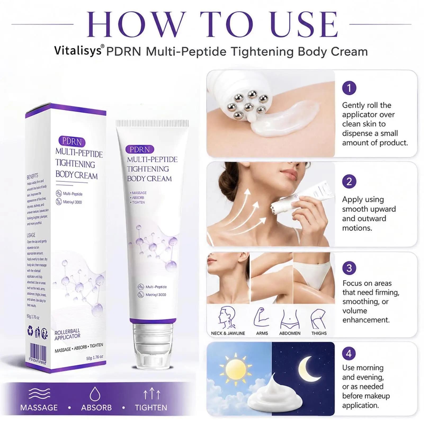 Body Tightening Cream Hydrating Firming Contouring Massage Roller Women Body Moisturizer for Daily Home Care Massage Night Spa