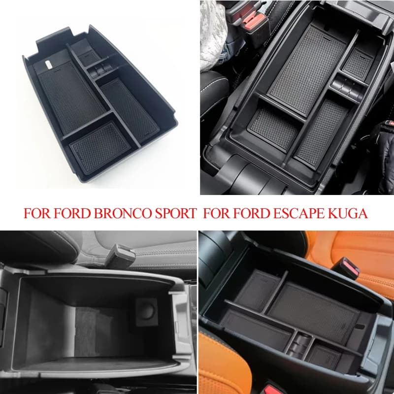 Vassoio portaoggetti secondario per bracciolo in ABS per Ford Bronco Sport 2021-2024, per Ford Escape Kuga 2020-2024, accessori