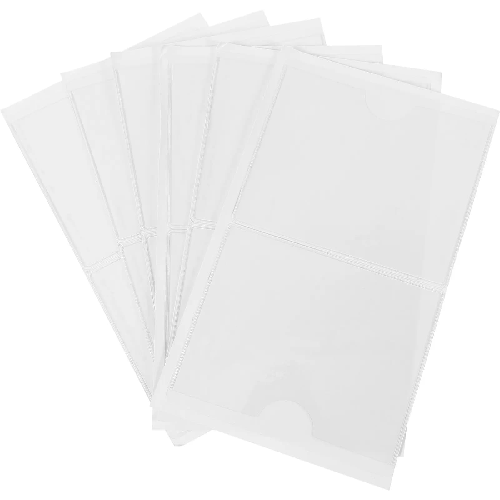 12 Pezzi Buste Trasparenti in PVC per Carte, Etichette Autoadesive, Porta Etichette Protettivi per Organizzazione Ufficio e Magazzino