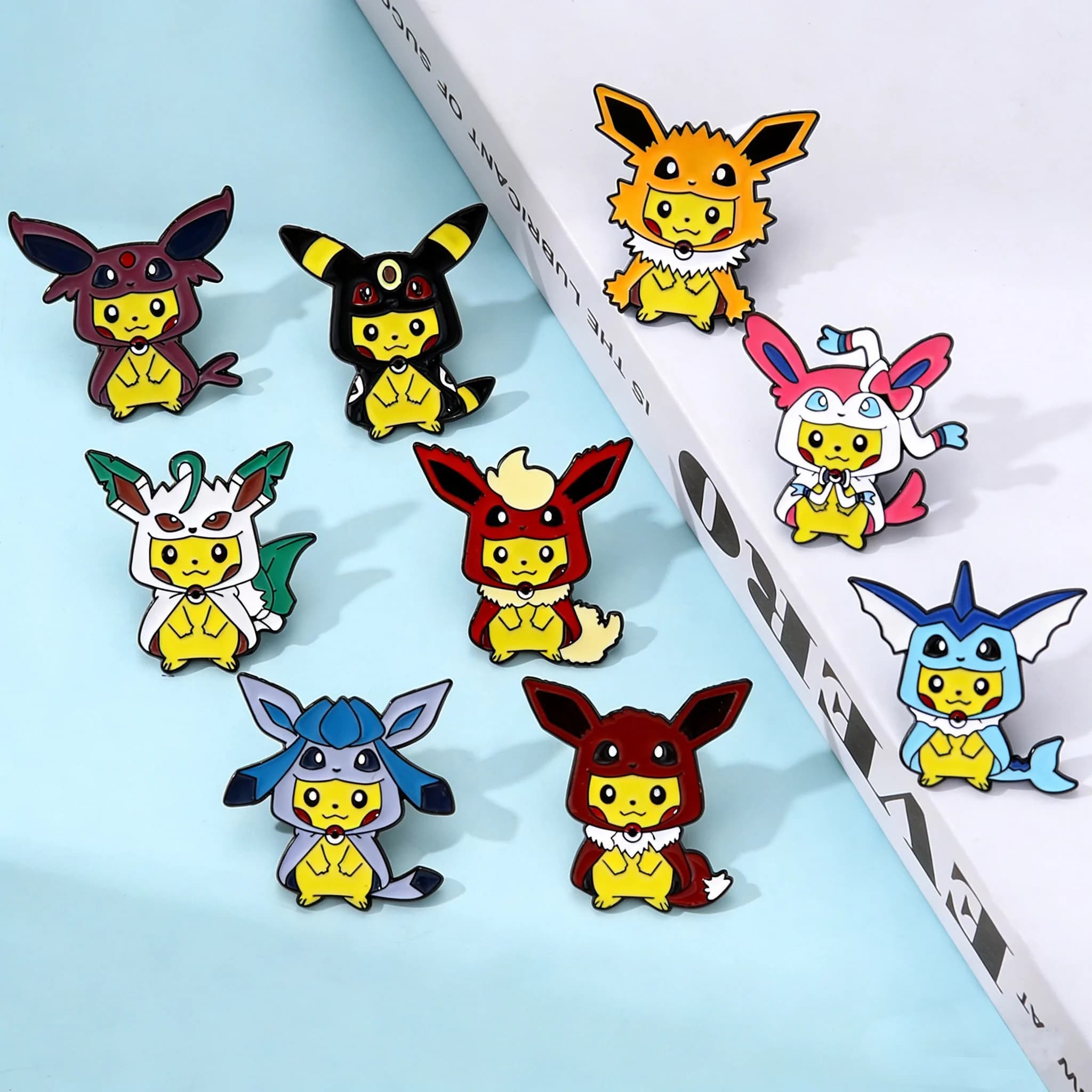 Set of 9 Spille Smaltate Pokémon Pikachu & Eevee Mashup, Nice Kawaii Spille for Backpack, Jeans, Jewels Anime Cartoon, Gift