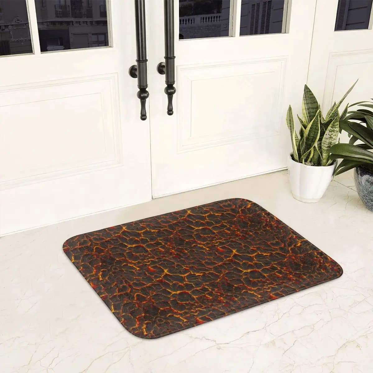 3D Desert Crack Water Fire Design Zerbino Anti-slip Carpet Water Oil-proof Carpet Kitchen Input Carpet