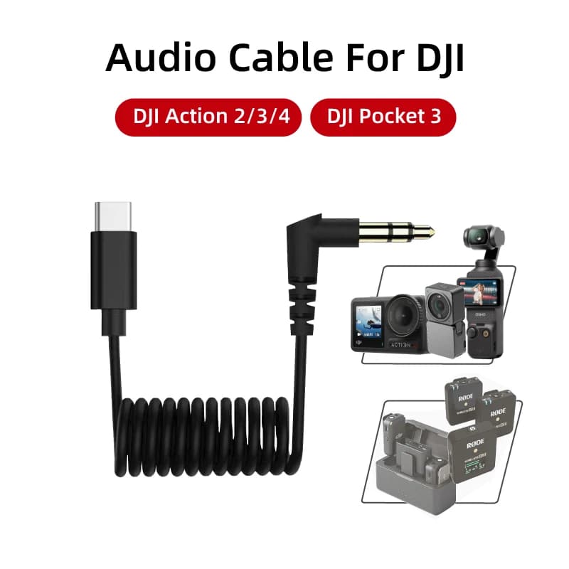 Cavo audio adattatore per microfono per DJI osmo action 6/5pro/oa4/3/2/pocket3 fotocamera microfono fotocamera audio Accessorio riduzione del rumore hifi