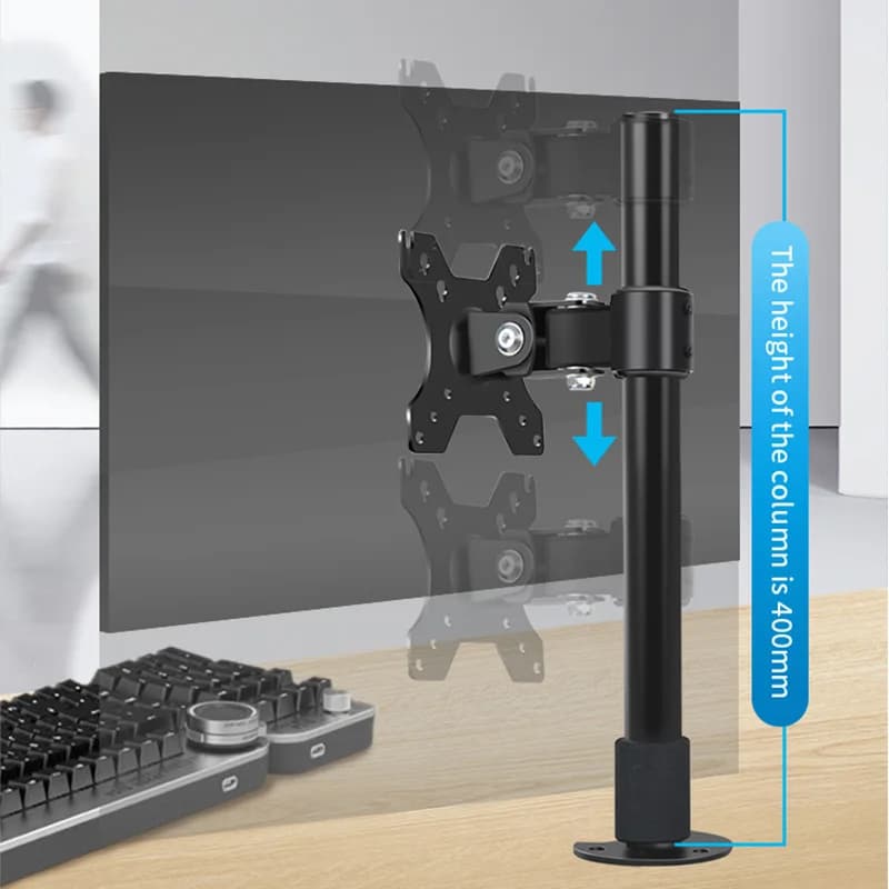 HILLPORT Monitor Holder Adjustable Long Arm Desktop VESA Stand for 14-27 Inch Computer Display Height Extension Riser XC05