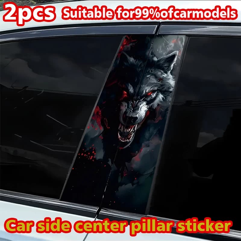 2 car B mounting stickers, custom stickers with wolf head, scratch resistant