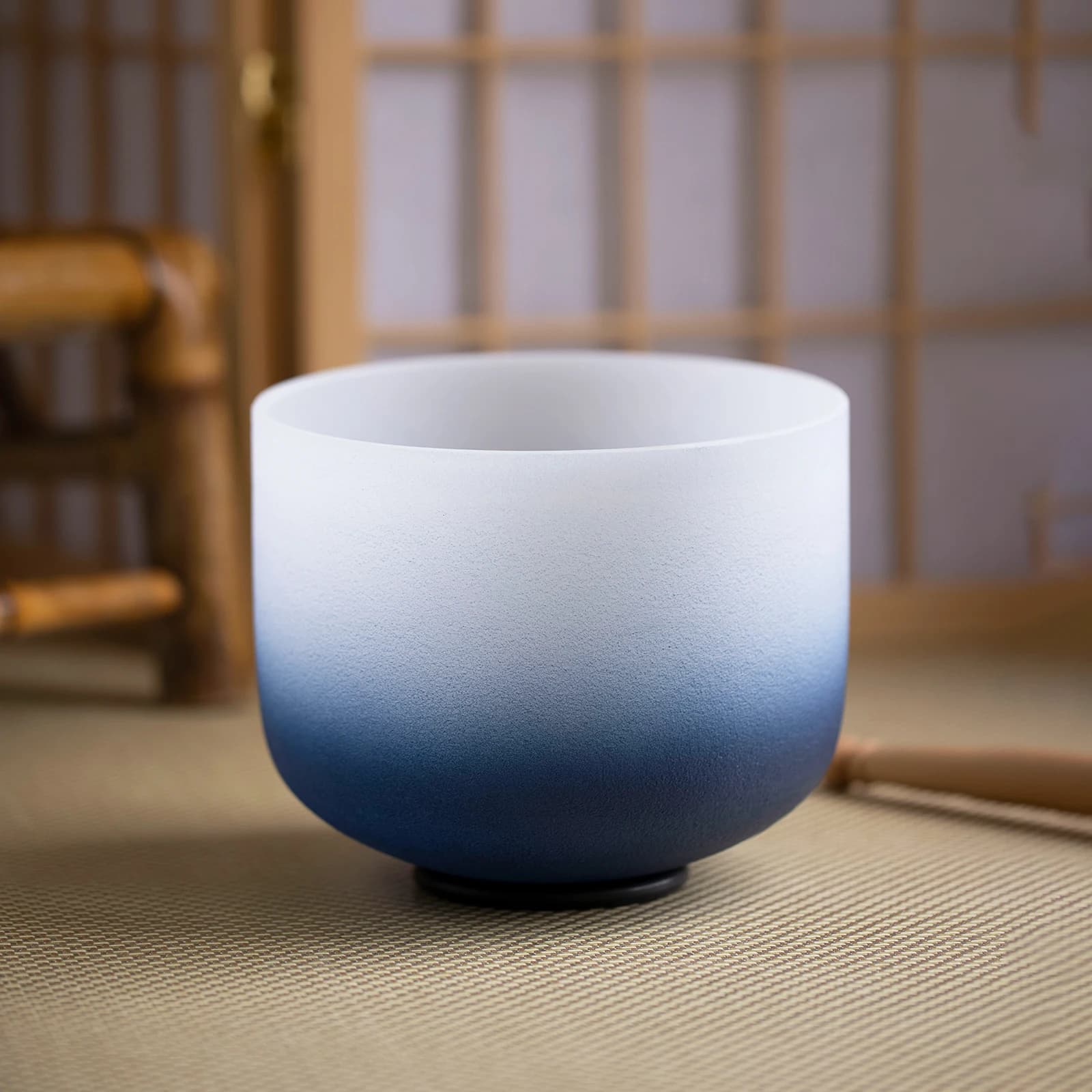 Hye-eun 8 inch A note Third-eye Chakra Blue Color Crystal Singing Bowl for Meditation Sound Healing with O-ring