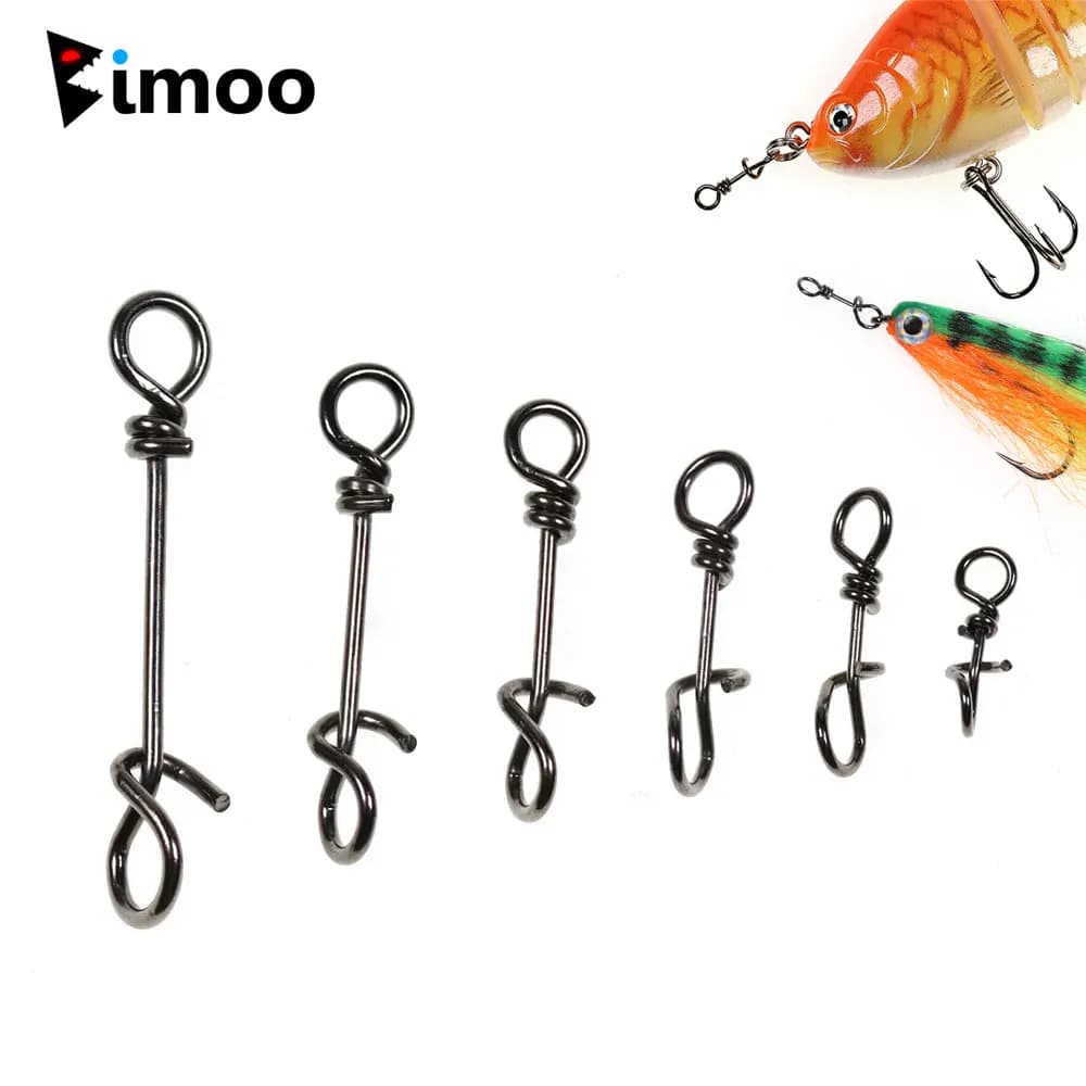Bimoo 50 Pezzi Moschettoni a Sgancio Rapido in Acciaio Inox, Connettori per Esche e Rig, Accessori per Pesca in Acqua Salata